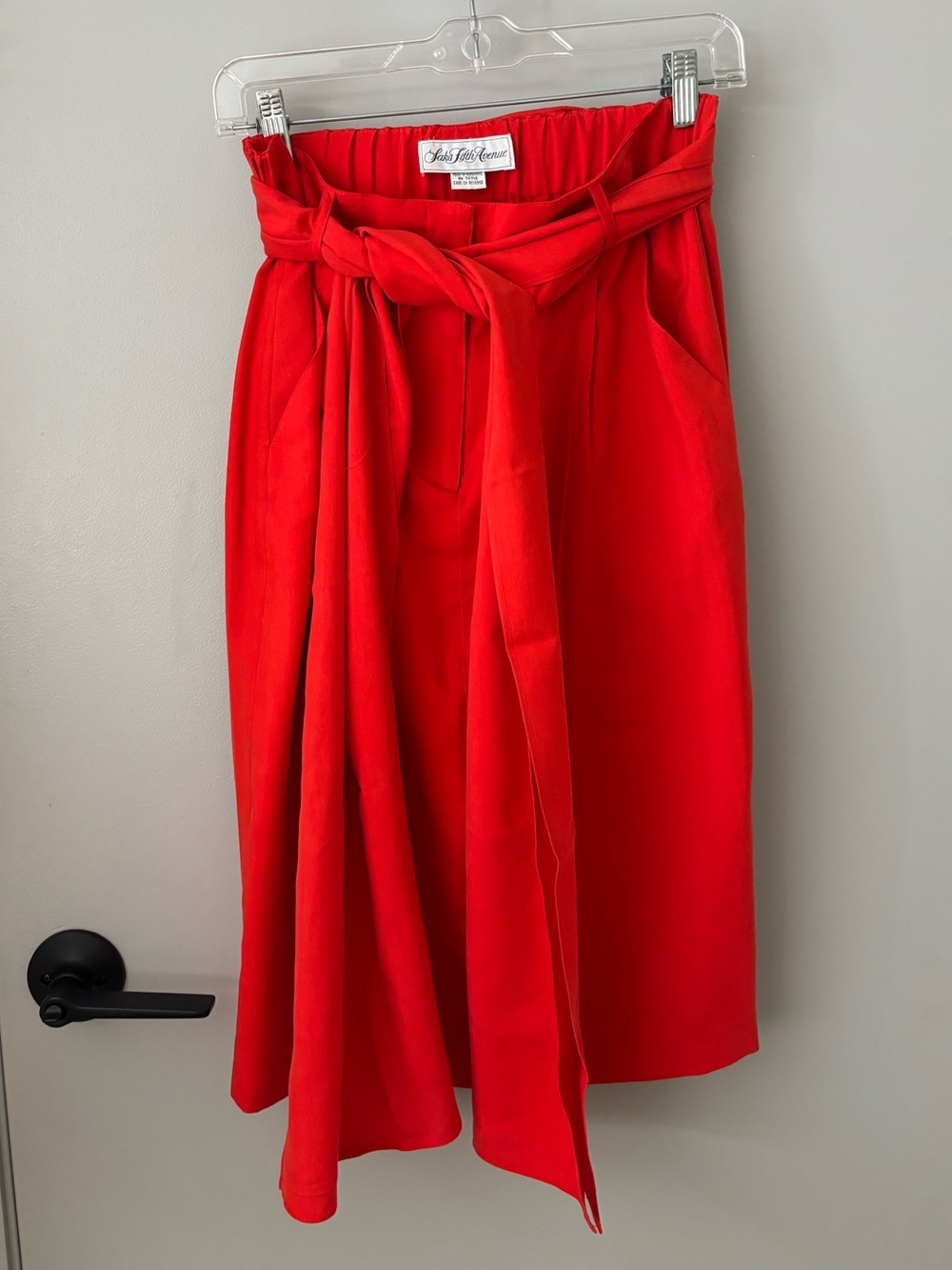 Vintage Saks Fifth Avenue KANSai Yamamoto Red 100% Silk Tie Waist Skirt